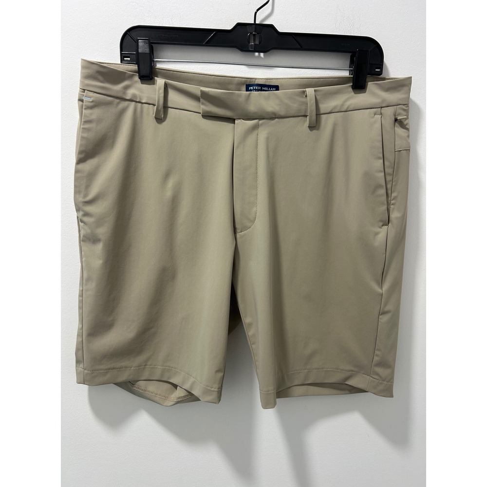 Peter Millar Crown Crafted Bingham Shorts Mens 35 Tan Khaki Performance Golf